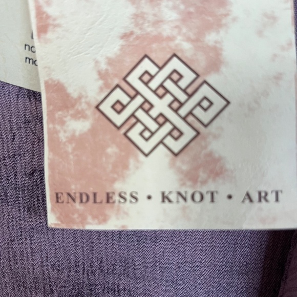 NWT Endless Knot Art Purple Asian Print Rayon Long Line Duster Cardigan Size M - Picture 10 of 11